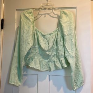 Pastel green milkmaid top size L